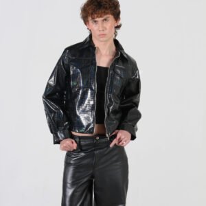 Chaqueta Sintética Efecto Cocodrilo