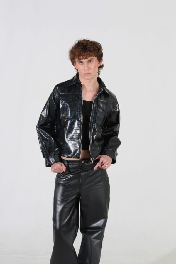 Chaqueta Sintética Efecto Cocodrilo