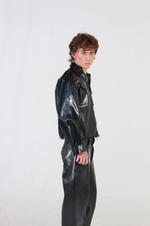 Chaqueta Sintética Efecto Cocodrilo