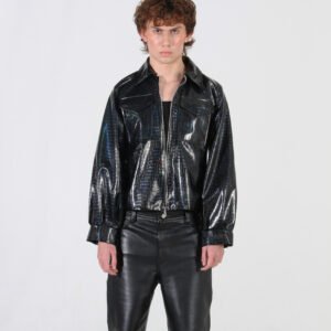 Chaqueta Sintética Efecto Cocodrilo
